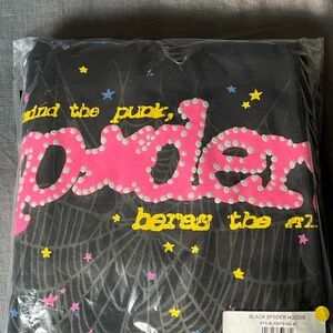 Sp5der Black P*nk V2 Hoodie Medium — Brand New